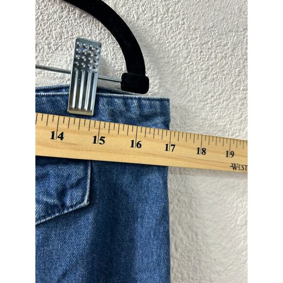 Old Navy Womens Jean Skirt 14 Blue Button Up‎ A Line Cotton Denim Flap Pocket - Picture 4 of 10